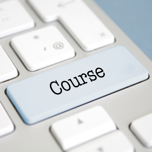 Courses printed on laptop keyboard button